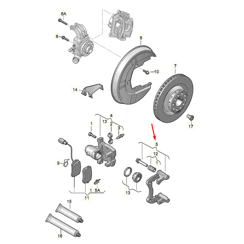 Bremseklave bak VW T5/T6